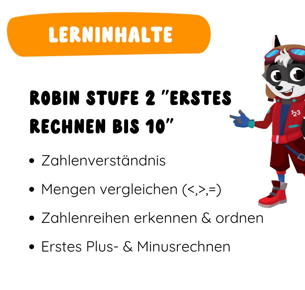 Figur Robin "Erstes Rechnen bis 10" - Stufe 2